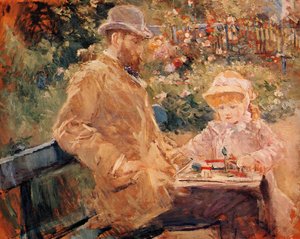 Eugène Manet y su hija en Bougival